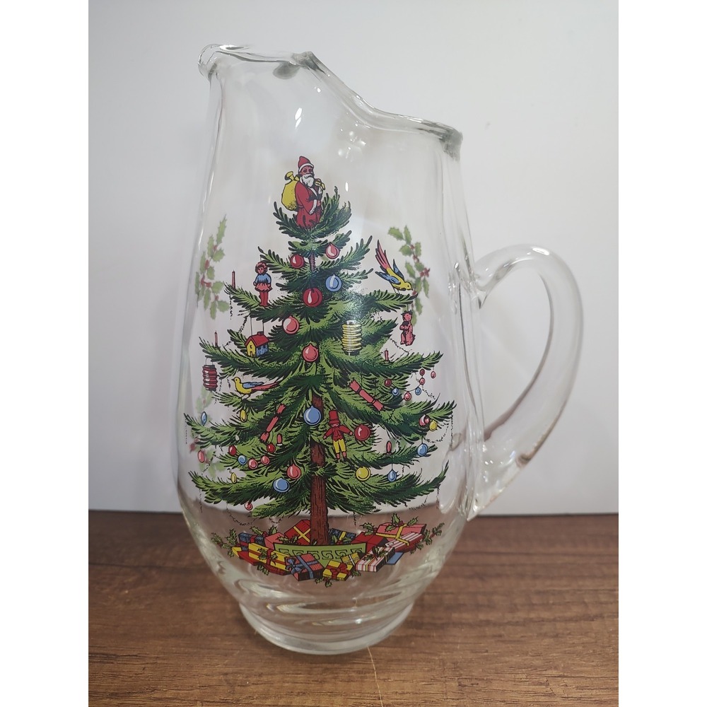 Spode Christmas Tree Clear Glass Water Pitcher with Ice Lip 88 oz. - 2.5+ Quarts